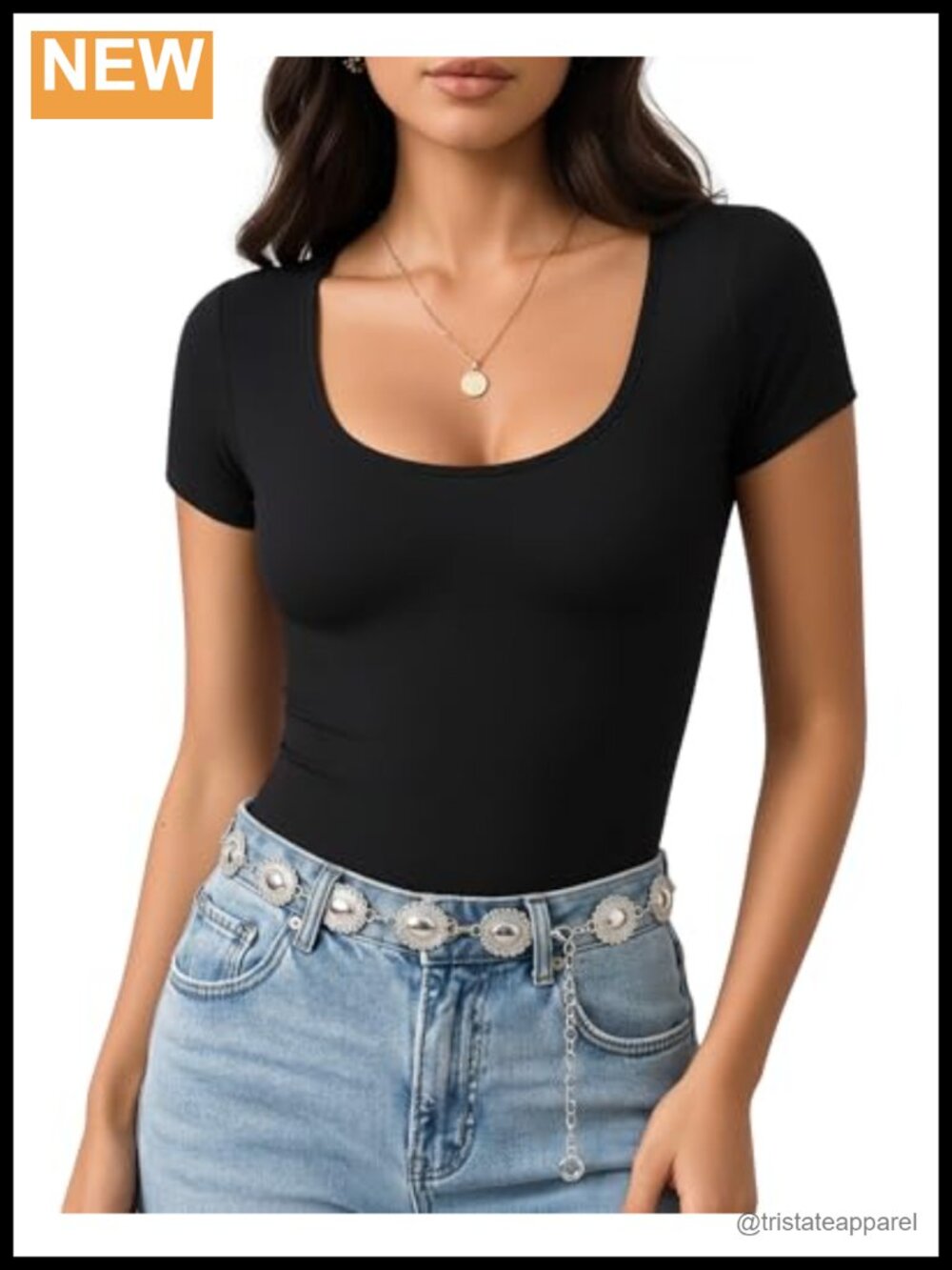 Women's Slim Fit Tunic Scoop Neck Short Sleeve T-Shirt Polyester Spandex